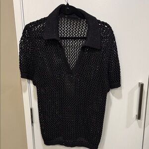 Black Knit Mesh Top